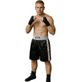 FIGHT-FIT - Boxing Shorts / Boxhosen / Long Cut / Schwarz-Weiss