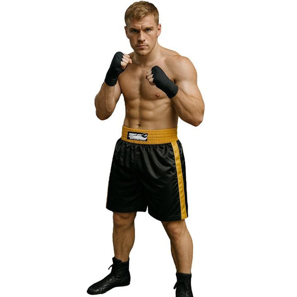 FIGHT-FIT - Boxing Shorts / Boxhosen / Schwarz-Gelb