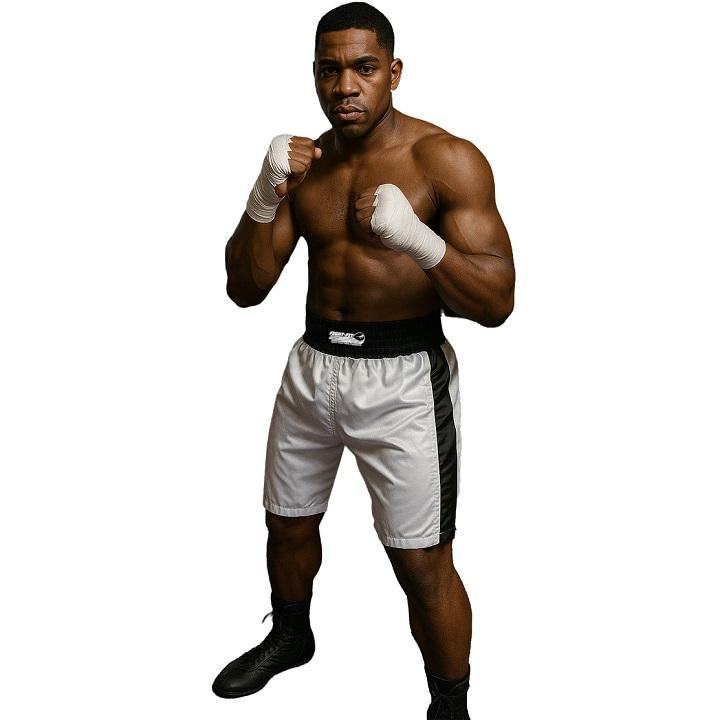 FIGHT-FIT - Boxing Shorts / Boxhosen / Weiss-Schwarz