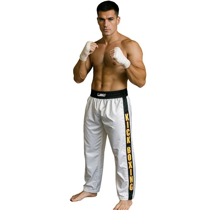 FIGHT-FIT - Kick-Boxing Hosen / Satin / Kick-Boxing / Weiss