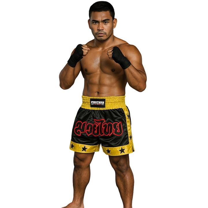 FIGHTERS - Muay Thai Shorts / Schwarz-Gelb