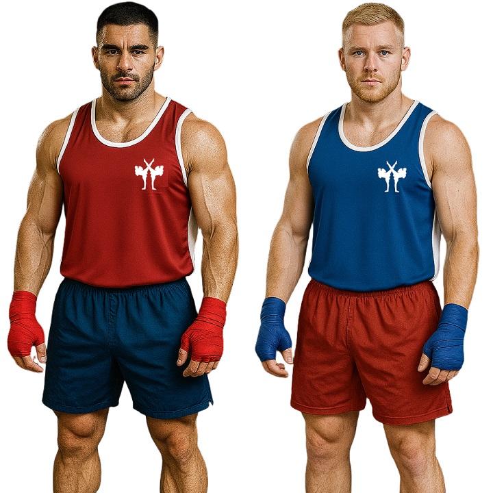 FIGHTERS - Boxing Shirt / Reversable / Rot + Blau