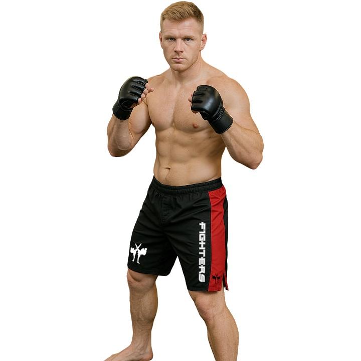 FIGHTERS - Fightshorts MMA Shorts / Cage / Schwarz-Rot