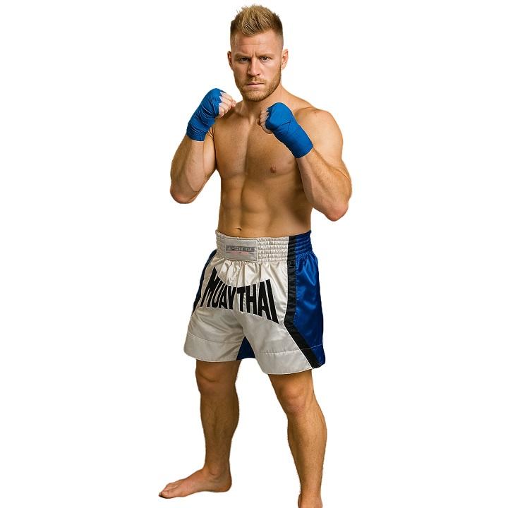 FIGHTERS - Muay Thai Shorts / Weiss-Blau
