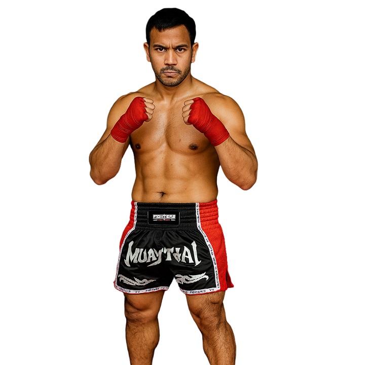 FIGHTERS - Thaibox Shorts / Elite Pro Muay Thai / Schwarz-Rot