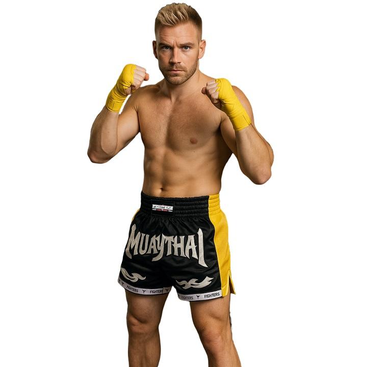 FIGHTERS - Thaibox Shorts / Elite Muay Thai / Schwarz-Gelb