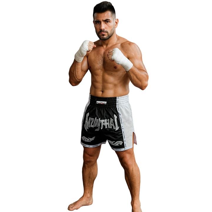 FIGHTERS - Thaibox Shorts / Elite Muay Thai / Schwarz-Weiss