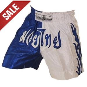 FIGHT-FIT - Muay Thai Shorts / Weiss-Blau / SALE