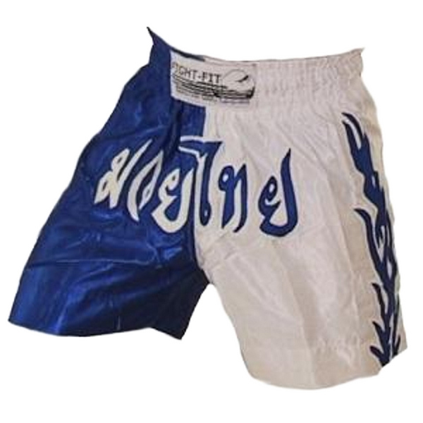 FIGHT-FIT - Muay Thai Shorts / Weiss-Blau / SALE