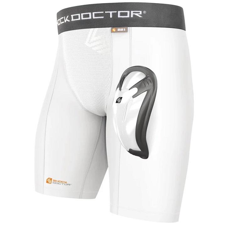 Shock Doctor - Compression Short mit Bioflex Tiefschutz / Weiss